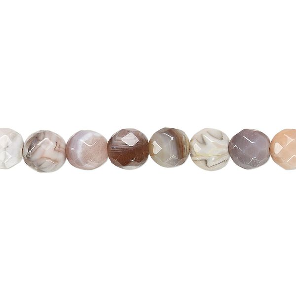 Pink botswana agate 1pkg1, faceted round bead natural 15.5-16 inch 6mm image number 0
