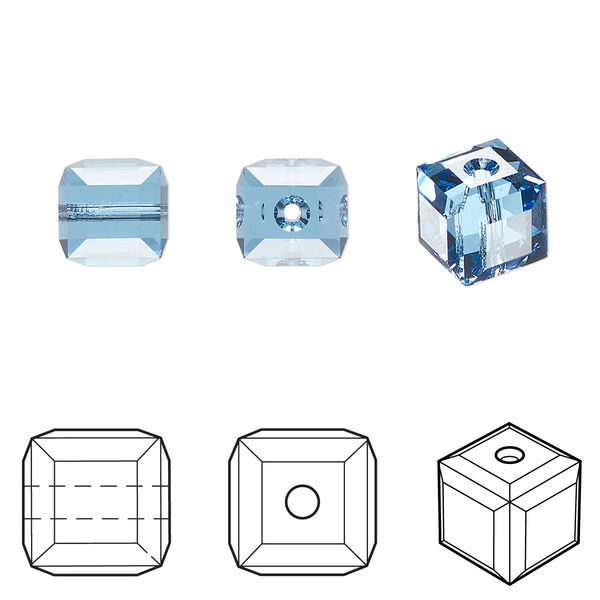Bead 48pk cool blue, Crystal Passions® Regenerated 8mm cube 5601 image number 0