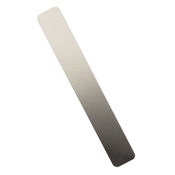 Sheet, copper / zinc / nickel, nickel silver, half-hard, 7x1-inch rectangle with rounded corners, 24 gauge. Sold individually. image number 0