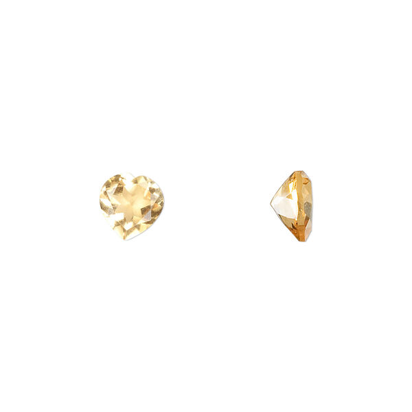 Citrine 1pkg1, hand-cut faceted heart gem 7mm image number 0