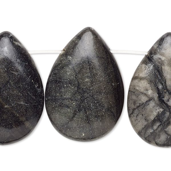 Picasso marble 1pkg4, flat back flat teardrop focal natural 28x19mm-31x21mm image number 0