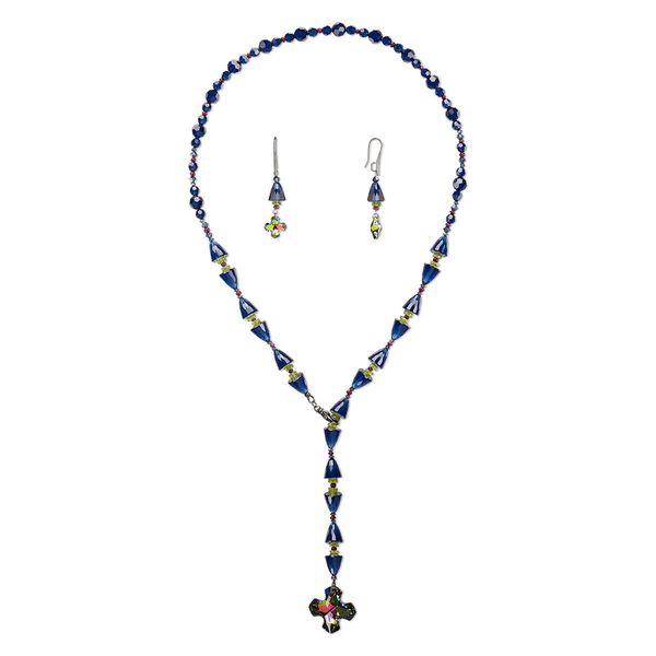 Necklace and earring set, One of a Kind Jewelry, 26 inch necklace and 2-1/4 earrings. Only one available. image number 0