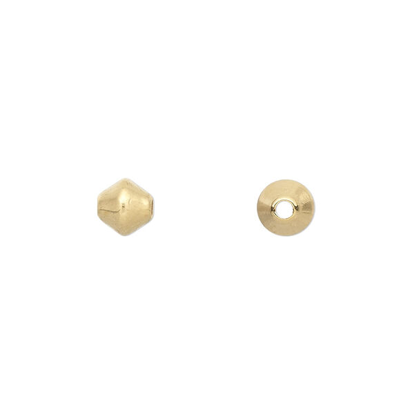 Bead, gold-plated brass, 6mm double cone. Sold per pkg of 100. image number 0