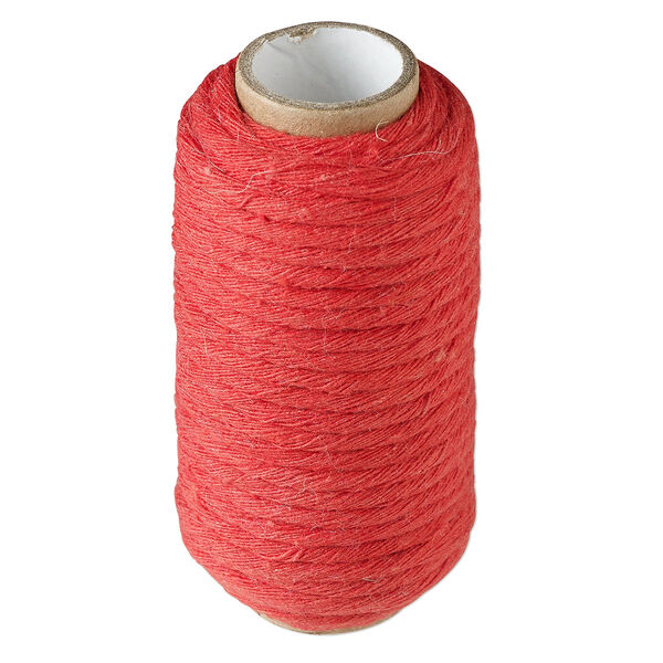 Cord, cotton, red, 3mm round. Sold per 10-yard spool. image number 0