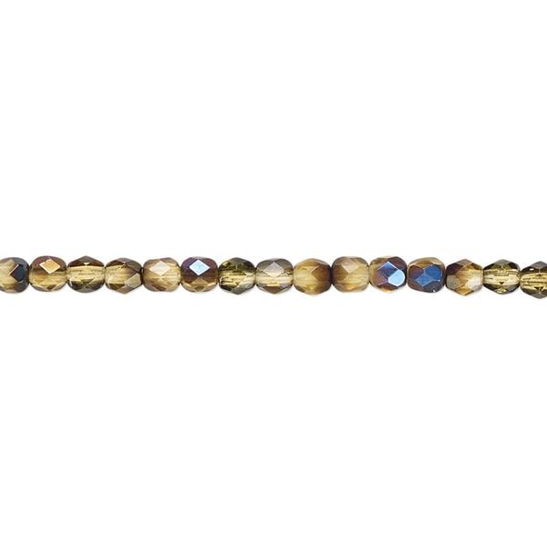 Bead, Czech fire-polished glass, honey blue iris, 3mm faceted round. Sold per 15-1/2" to 16" strand. image number 0