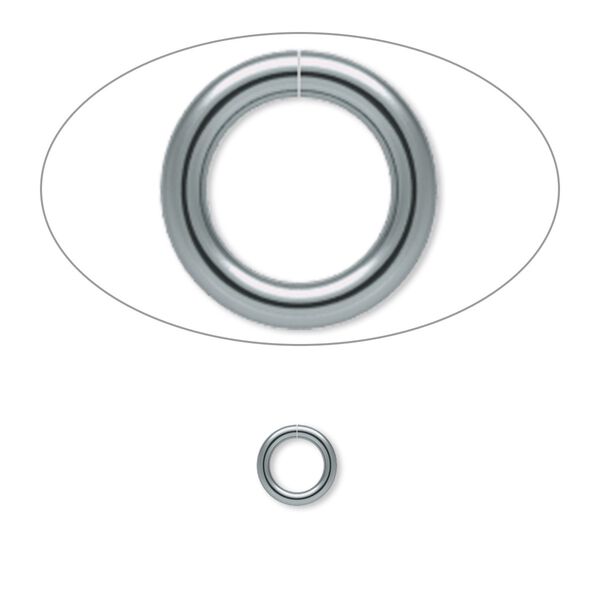 Jump ring, gunmetal-plated brass, 6mm round, 4.2mm inside diameter, 18 gauge. Sold per pkg of 1,000. image number 0