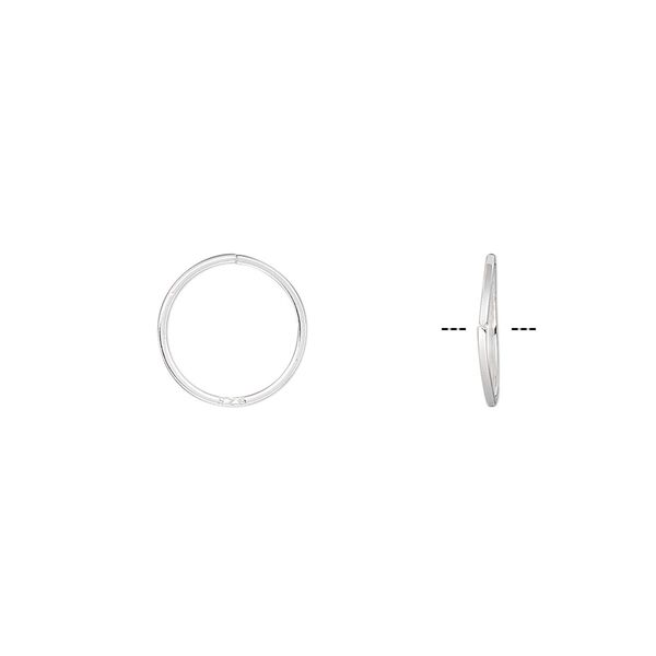 Jump ring, sterling silver, 10mm round square wire, 9mm inside diameter, 22 gauge. Sold per pkg of 50. image number 0