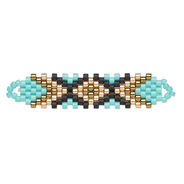 Focal, Creative Touch, glass, turquoise blue / bronze / multicolored 35x9mm double-sided rectangle. Sold individually. image number 0