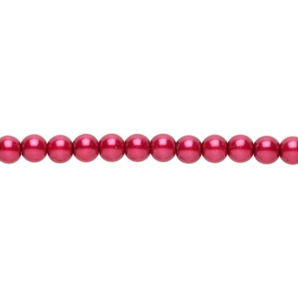 Bead, Czech pearl-coated glass druk, red, 4mm round. Sold per 15-1/2" to 16" strand. image number 0