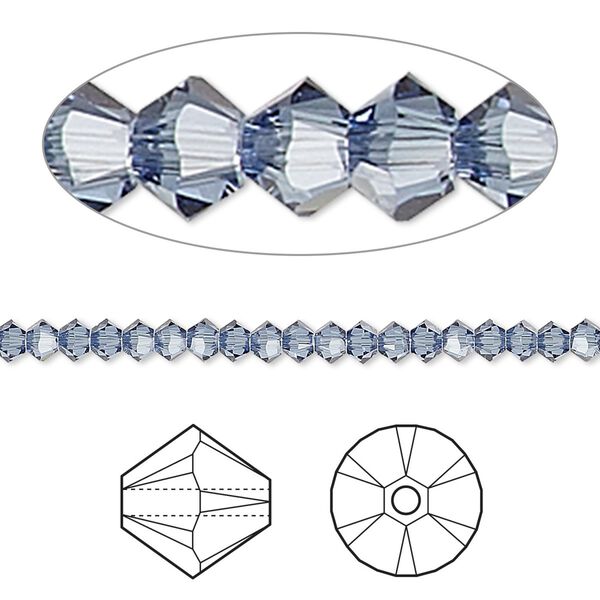 Bead 1440pk denim blue, Swarovski® 3mm XILION bicone 5328 image number 0