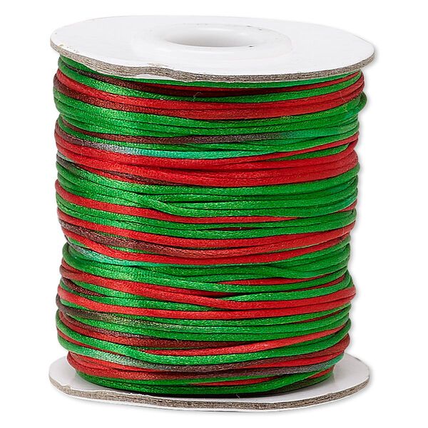 Cord, Satinique™, satin, Christmas, 1mm mini. Sold per 200-foot spool. image number 0