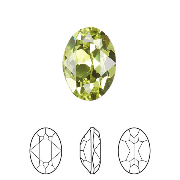 Fancy stone 1pk citrus green foil back, Crystal Passions® 18x13mm oval 4120 image number 0