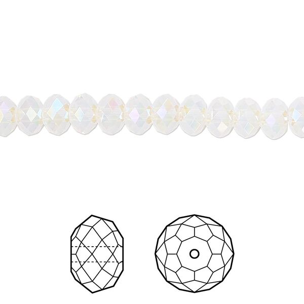 Bead 360pk white opal shimmer 2X, Swarovski® 6x4mm rondelle 5040 image number 0