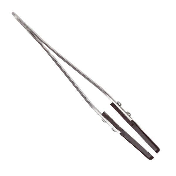 Tweezers, stainless steel and plastic, black, 4-3/4 inches long with cups. Sold individually. image number 0