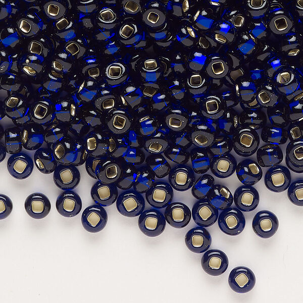 Seed bead, glass, pkg/50g, #6 rocaille, opaque cobalt blue. image number 0