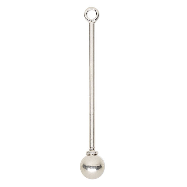 Drop, sterling silver, 2-inch bead pin with 7mm twist-off ball end, 38mm beadable length. Sold individually. image number 0