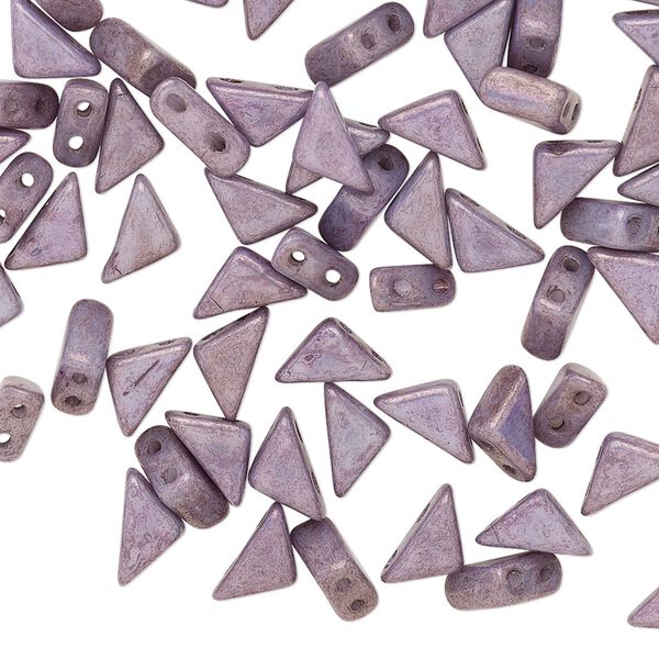 Bead, Tango™, Czech pressed glass, opaque alabaster luminous purple chalk, 8x6x6mm triangle with (2) 0.7-0.8mm holes. Sold per 10-gram pkg, approximately 65 beads. image number 0