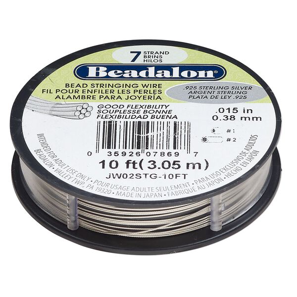 Wire, Beadalon®, sterling silver and nylon, pkg/10-foot spool, 0.015-inch, 7-strand. image number 0