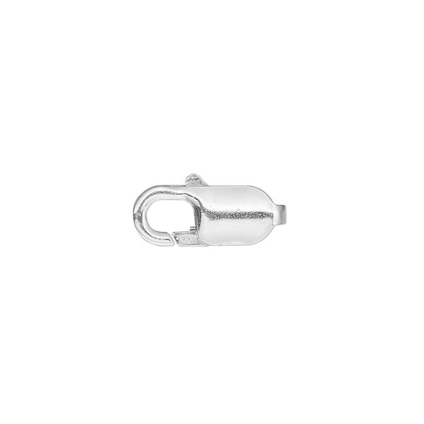 Clasp, lobster claw, sterling silver and steel, 16x7mm. Sold per pkg of 10. image number 0