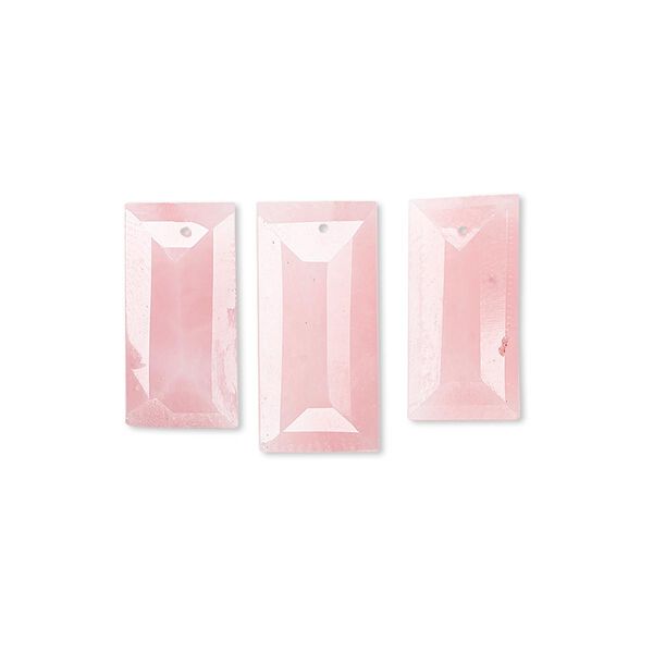 Pink opal 1pkg3, hand-cut top-drilled faceted baguette drop natural B grade, 14x7mm-19x10mm / 16x8mm-21x10mm image number 0