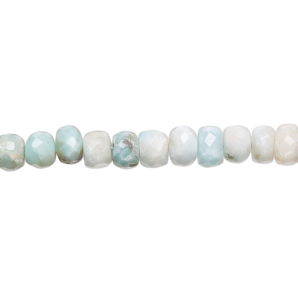 Larimar 1pkg1, hand-cut faceted rondelle bead natural 13 inch 6x3mm-7x5mm image number 0