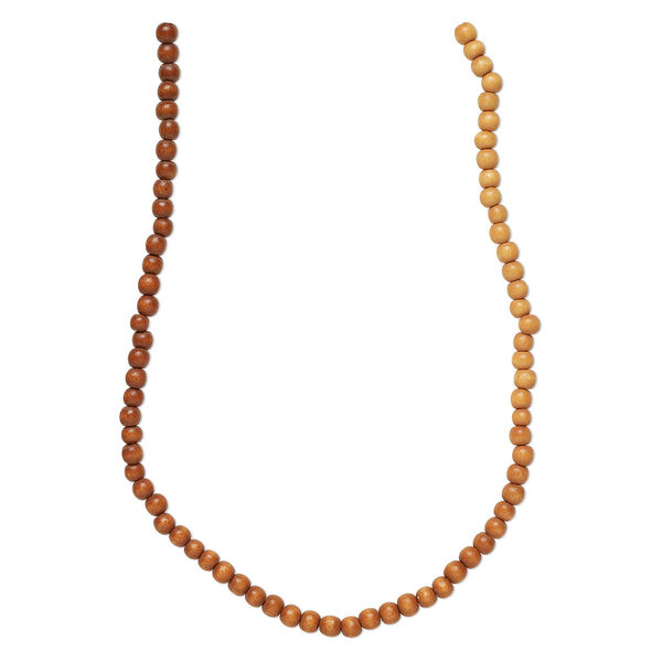 Bead, Taiwanese cheesewood (dyed / waxed), orange ombre, 6mm round. Sold per pkg of (2) 15-1/2" to 16" strands. image number 0