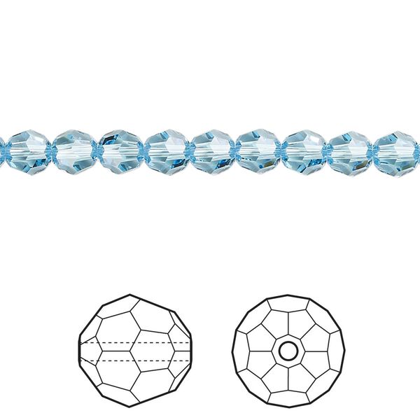 Bead 12pk aquamarine, Crystal Passions® 5mm round 5000 image number 0