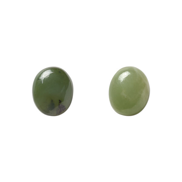 Nephrite jade 1pkg2, calibrated oval cab natural B grade, 12x10mm image number 0