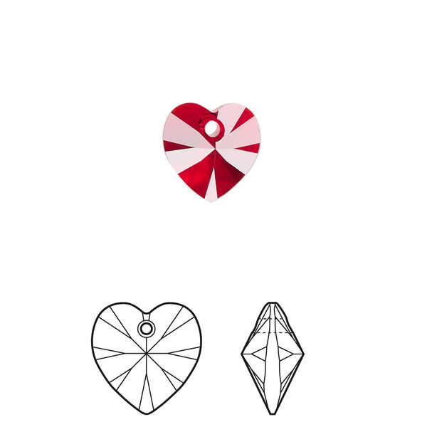 Drop 288pk Siam, Swarovski® 10mm pendant heart 6228 image number 0