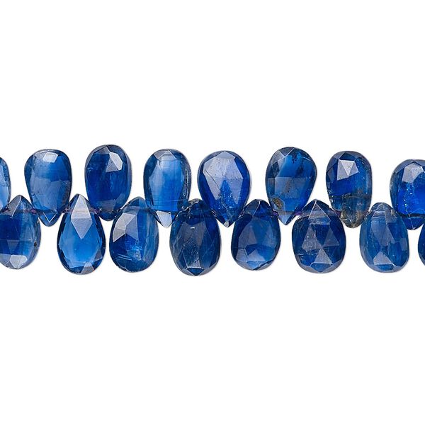 Blue kyanite 1pkg1, hand-cut top-drilled faceted teardrop bead natural 4 inch 6x5mm-8x5mm image number 0
