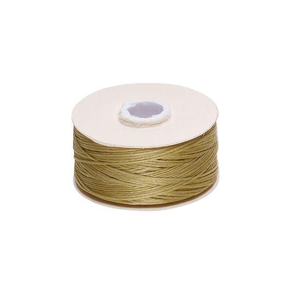 Thread, Nymo®, nylon, gold, size D. Sold per 64 yard bobbin. image number 0