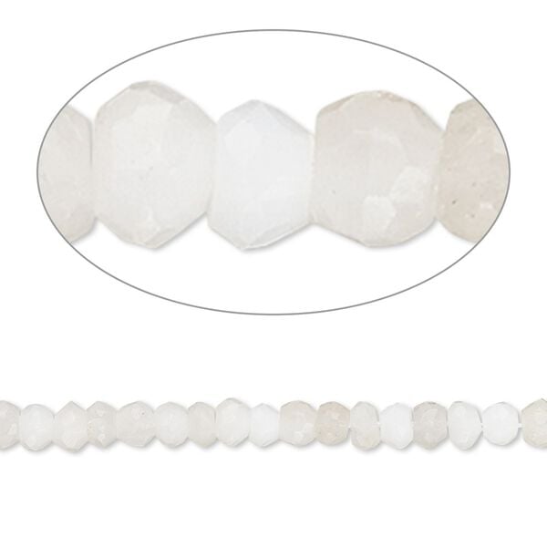 Snow quartz 1pkg1, hand-cut faceted rondelle bead natural 13 inch 3x2mm-4x3mm image number 0
