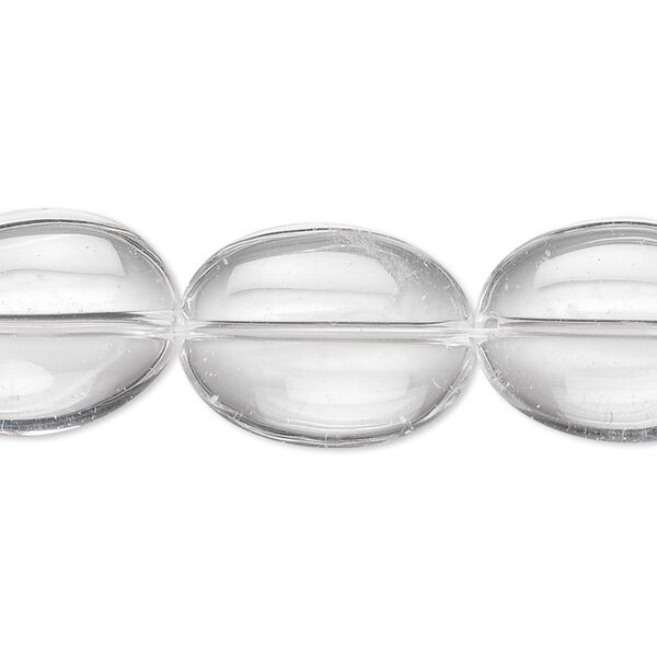 Quartz crystal 1pkg1, flat oval bead natural 8 inch 19x15mm image number 0