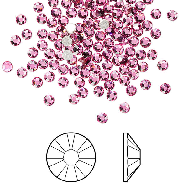 Flat back 1440pk rose foil back, Swarovski® 2.5-2.7mm rose round SS9 2058 image number 0