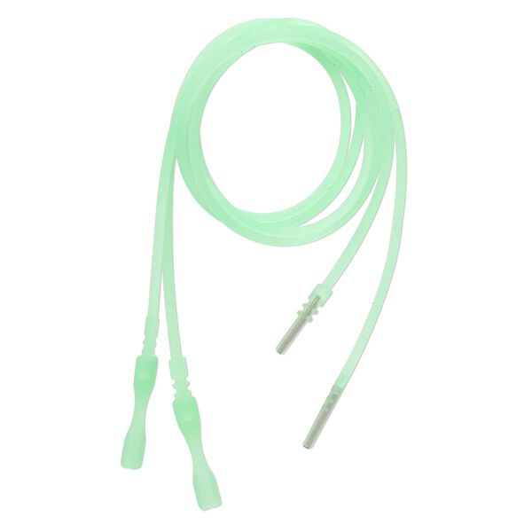 Necklace cord, silicone, translucent lime green, 2.2-2.5mm wide, 18 inches with snap closure. Sold per pkg of 4. image number 0