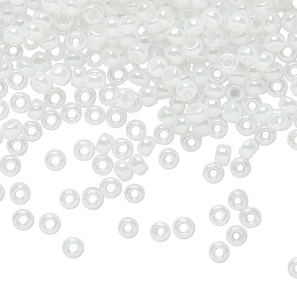 Seed bead, TOHO BEADS®, glass, pkg/250g, #8 round, opaque ceylon snowflake (TR-08-141). image number 0