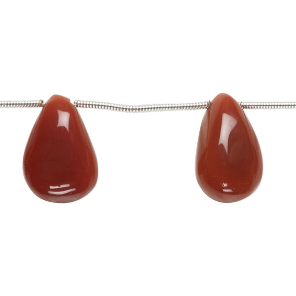 Carnelian 1pkg9, hand-cut top-drilled puffed teardrop bead 12x9mm-17x11mm image number 0