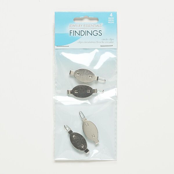 Barrette, nickel-finished steel, 37x14mm with 22x14mm oval flat pad. Sold per pkg of 4. image number 0