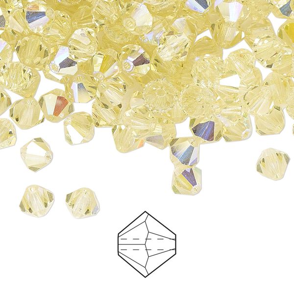 Bead 576pk jonquil AB, Preciosa Czech crystal 5mm bicone image number 0