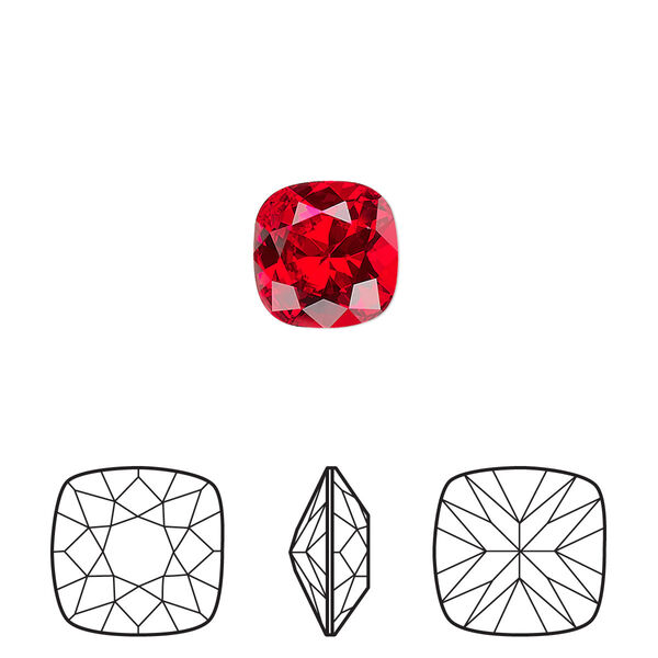 Fancy stone 144pk light Siam foil back, Swarovski® 10mm cushion 4470 image number 0