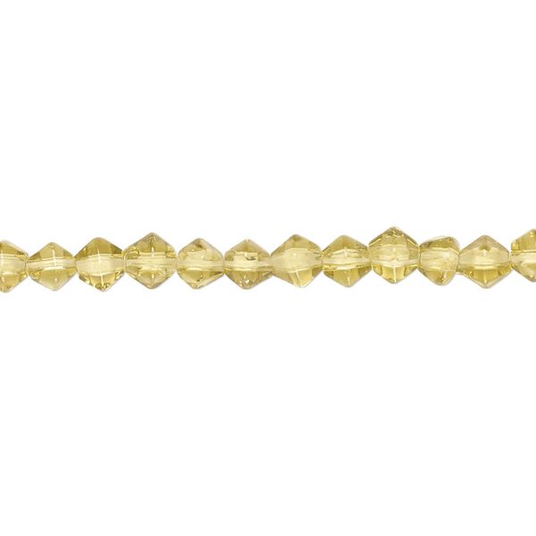 Bead, glass, transparent olivine, 4-5mm faceted bicone. Sold per pkg of (2) 12-inch strands. image number 0