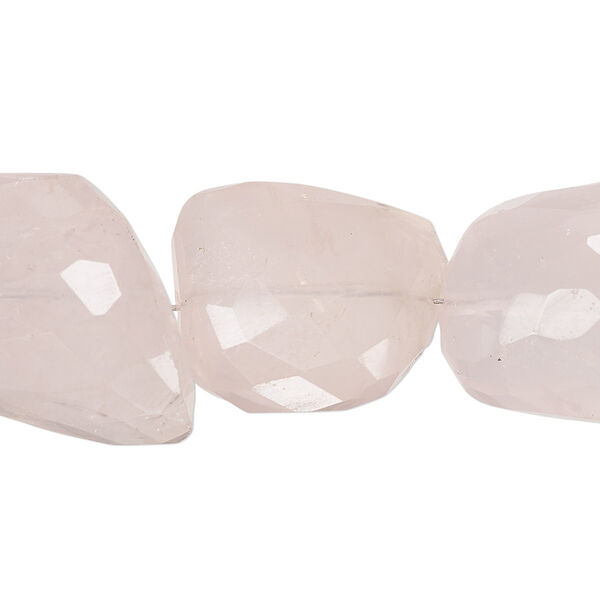 Bead, rose quartz (natural), large hand-faceted nugget, Mohs hardness 7. Sold per 7-inch strand. image number 0