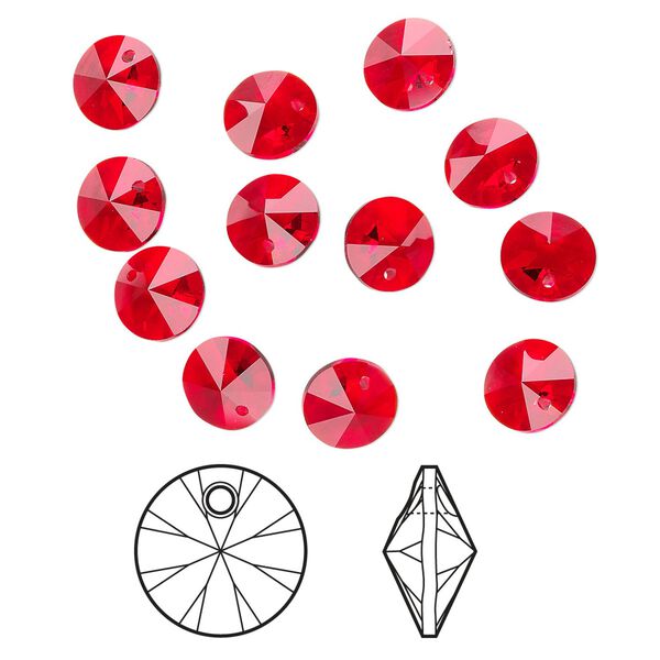 Drop 144pk light Siam, Swarovski® 8mm pendant mini disk 6428 image number 0