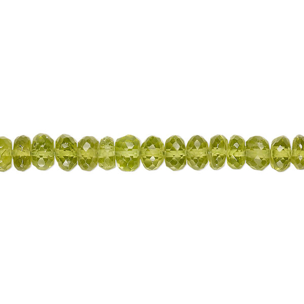 Peridot 1pkg1, hand-cut faceted rondelle bead natural 9 inch 4x2mm-6x4mm image number 0