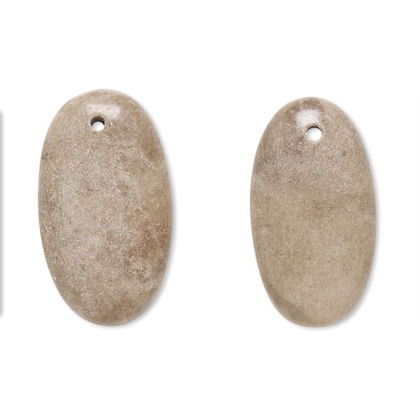 Brown feldspar 1pkg2, top-drilled puffed flat back oval drop natural 24x14mm-26x15mm image number 0