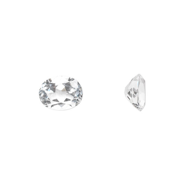 White topaz 1pkg1, hand-cut faceted oval gem natural A grade, 9x7mm image number 0