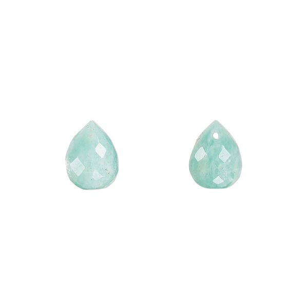 Amazonite 1pkg2, hand-cut top-drilled faceted teardrop bead natural 10x8mm image number 0