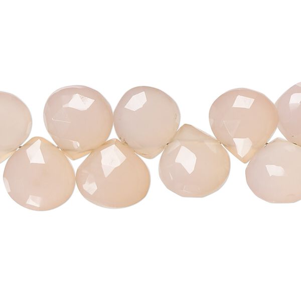 Pink chalcedony 1pkg1, hand-cut top-drilled faceted puffed teardrop bead 8 inch 9-10mm image number 0