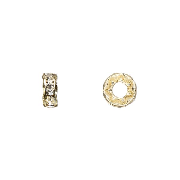 Bead 144pk crystal gold plate, Preciosa Czech crystal 8x3.5mm rondelle image number 0