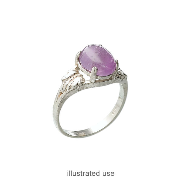 Ring, Sure-Set™, sterling silver, two-leaf band with 10x8mm 4-prong oval setting, size 7. Sold individually. image number 1